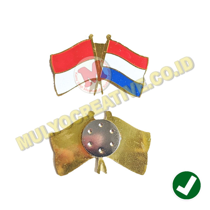 Pin Cross Flag Belanda Indonesia Pin Bendera  Persahabatan 